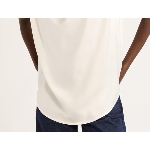 Scoop Womens Sleeveless Mock Neck Pleated Shoulder Blouse Whisper White Size XS - Picture 7 of 7